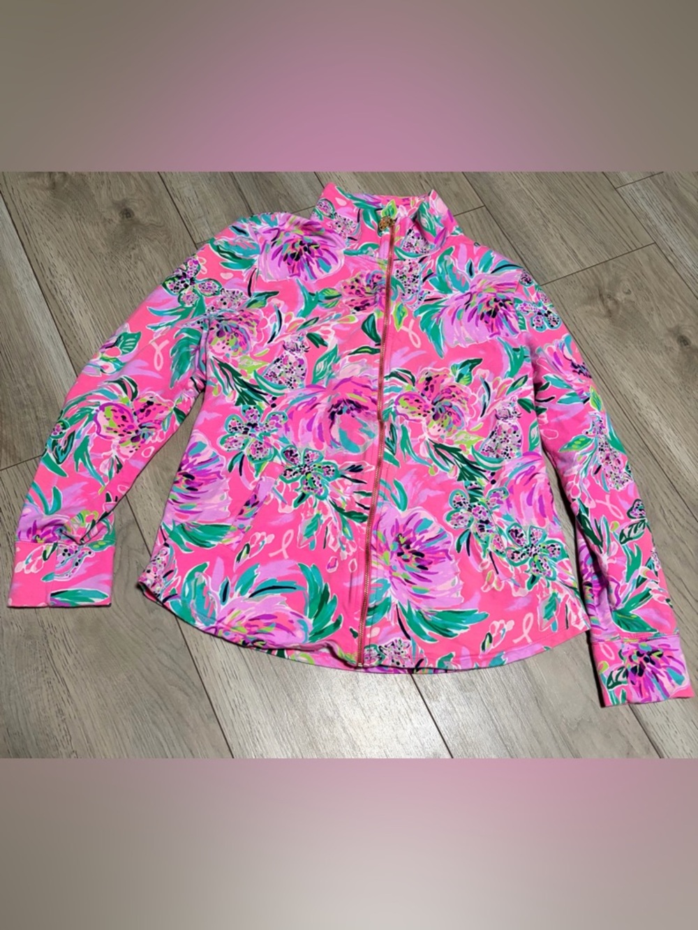 Lilly Pulitzer Pink Floral Zip Jacket